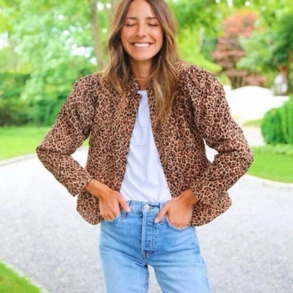 NWT Something Navy Quilted Leopard Print Black Reversible Macaroon Jacket XXS - Picture 1 of 11